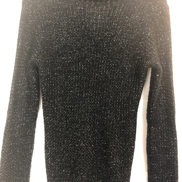 Derek Heart Y2K Cowl Neck Metallic Black Knit Sweater Size M - Picture 7 of 11